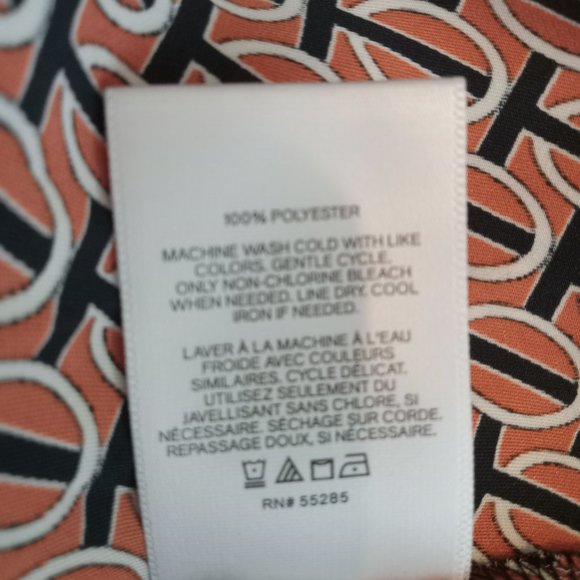 Express Women's Button Front Shirt Size Small Orange Black White Chain Print Top - Picture 8 of 8